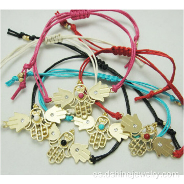 Pulsera tejida a mano joyas ojo suerte Hamsa pulsera